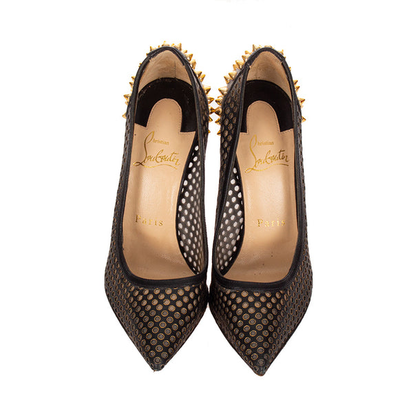 クリスチャンルブタン スタッズ ブラック レザー パンプス レディース Christian Louboutin 【中古】