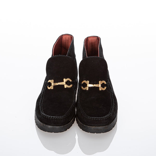 サルヴァトーレフェラガモ ガンチーニ ブラック スウェード ブーツ レディース Salvatore Ferragamo 【中古】