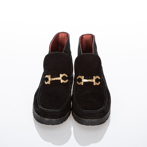 サルヴァトーレフェラガモ ガンチーニ ブラック スウェード ブーツ レディース Salvatore Ferragamo 【中古】