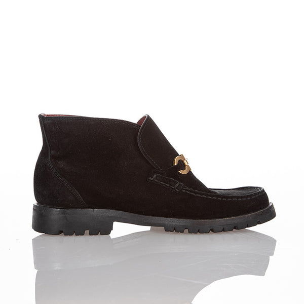 サルヴァトーレフェラガモ ガンチーニ ブラック スウェード ブーツ レディース Salvatore Ferragamo 【中古】