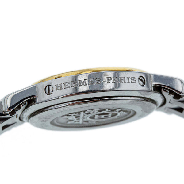 エルメス クリッパー コンビ 腕時計 CL4.220 クオーツ ホワイト文字盤 ステンレススチール メッキ レディース HERMES 【中古】