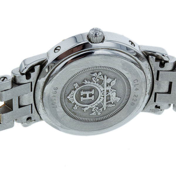 エルメス クリッパー コンビ 腕時計 CL4.220 クオーツ ホワイト文字盤 ステンレススチール メッキ レディース HERMES 【中古】