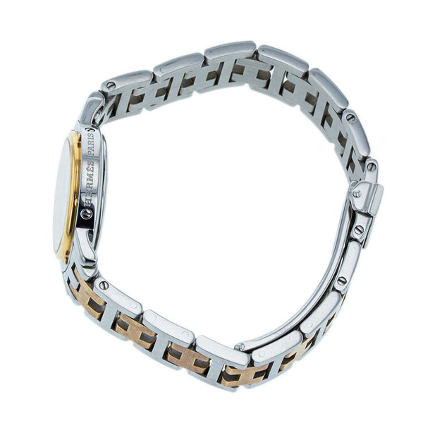 エルメス クリッパー コンビ 腕時計 CL4.220 クオーツ ホワイト文字盤 ステンレススチール メッキ レディース HERMES 【中古】