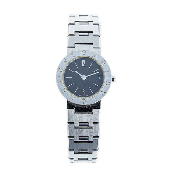 ブルガリ ブルガリブルガリ BB23SS シルバー ブラック ステンレススチール 腕時計 レディース BVLGARI クオーツ ブラック文字盤 【中古】