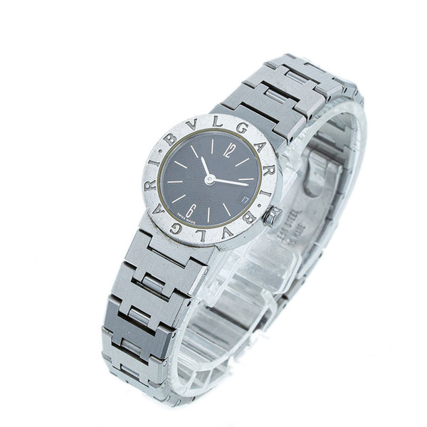 ブルガリ ブルガリブルガリ BB23SS シルバー ブラック ステンレススチール 腕時計 レディース BVLGARI クオーツ ブラック文字盤 【中古】