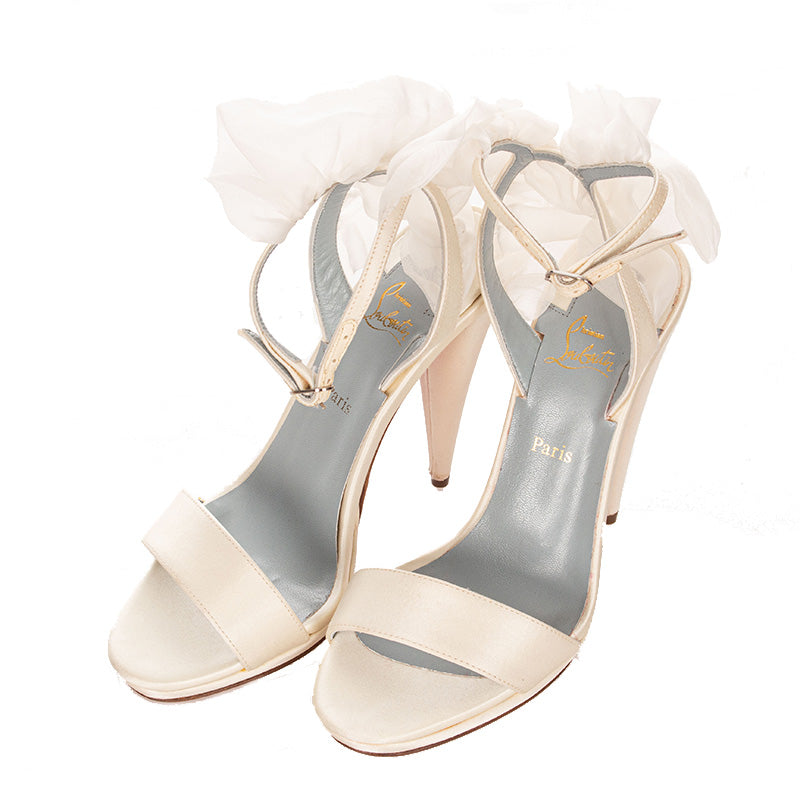 クリスチャンルブタン サンダル ホワイト レザー レース レディース Christian Louboutin 【中古】