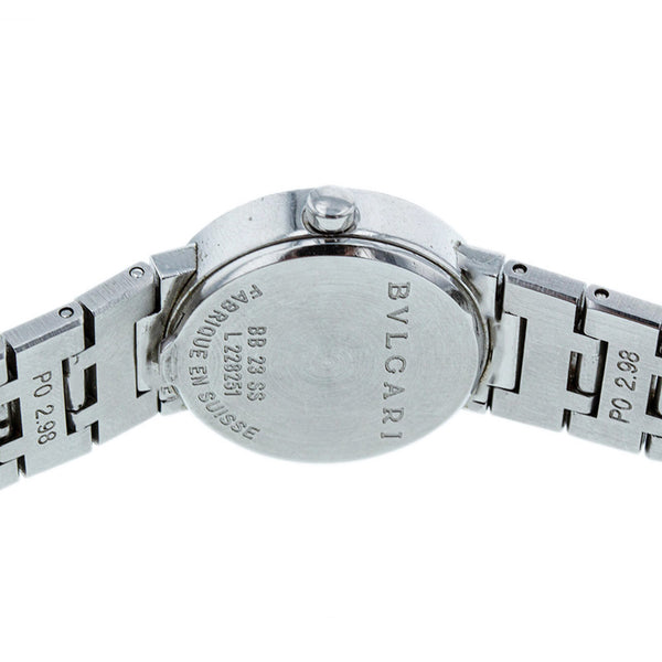 ブルガリ ブルガリブルガリ BB23SS シルバー ブラック ステンレススチール 腕時計 レディース BVLGARI クオーツ ブラック文字盤 【中古】