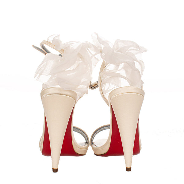 クリスチャンルブタン サンダル ホワイト レザー レース レディース Christian Louboutin 【中古】