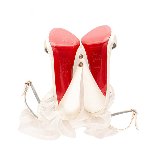 クリスチャンルブタン サンダル ホワイト レザー レース レディース Christian Louboutin 【中古】