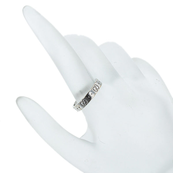 グッチ シルバー K18WG ホワイトゴールド アイコン リング 指輪 レディース GUCCI 16号 【中古】