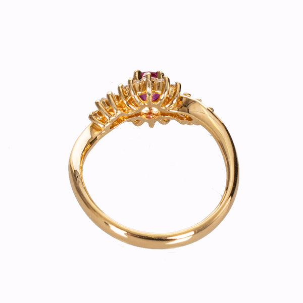 K18YG イエローゴールド ルビー0.40ct ダイヤ0.25ct リング 指輪 レディース 9.5号 【中古】