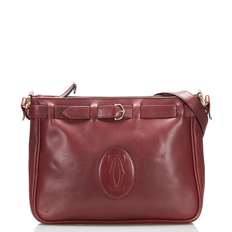 カルティエ マスト 斜め掛け ショルダーバッグ ワインレッド レザー レディース CARTIER 【中古】