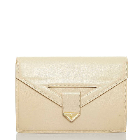 サンローラン アイボリー レザー クラッチバッグ レディース SAINT LAURENT 【中古】