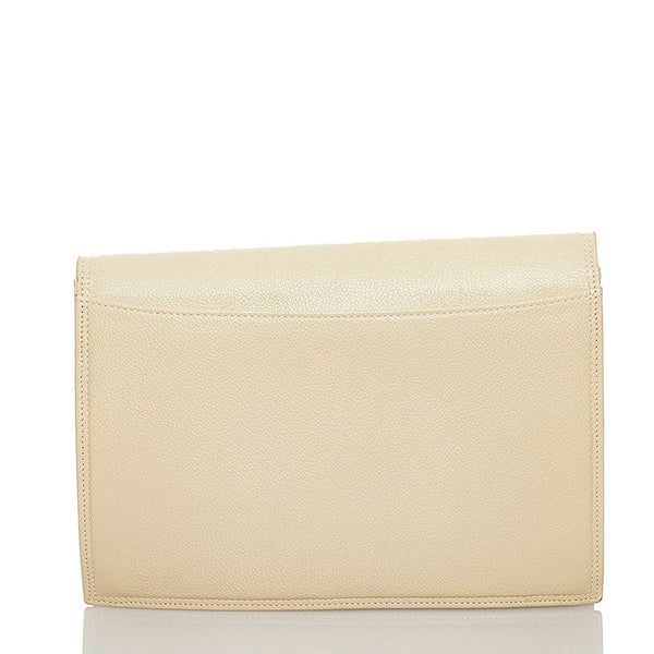 サンローラン アイボリー レザー クラッチバッグ レディース SAINT LAURENT 【中古】