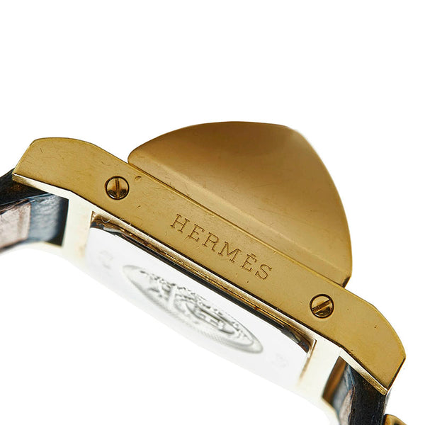 エルメス メドール 腕時計 クオーツ ホワイト文字盤 メッキ レザー レディース HERMES 【中古】