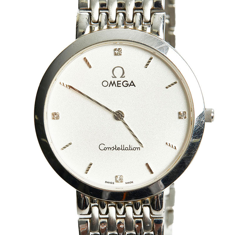 オメガ コンステレーション 4Pダイヤ 腕時計 クオーツ ホワイト文字盤 ステンレススチール メンズ OMEGA 【中古】