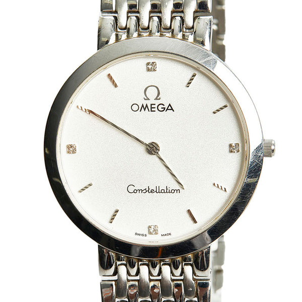 オメガ コンステレーション 4Pダイヤ 腕時計 クオーツ ホワイト文字盤 ステンレススチール メンズ OMEGA 【中古】
