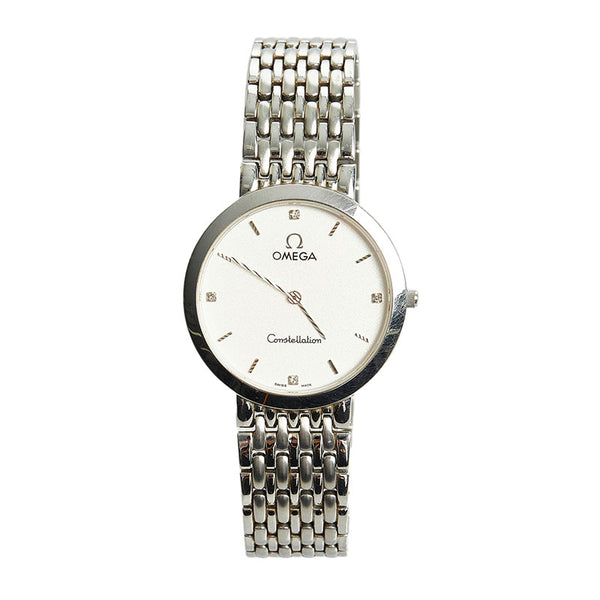 オメガ コンステレーション 4Pダイヤ 腕時計 クオーツ ホワイト文字盤 ステンレススチール メンズ OMEGA 【中古】