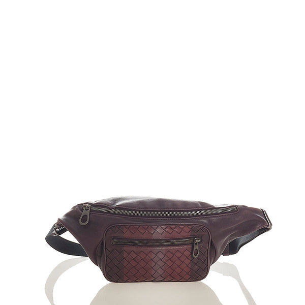 ボッテガヴェネタ イントレチャート パープル レザー ボディバッグ ユニセックス BOTTEGAVENETA 【中古】