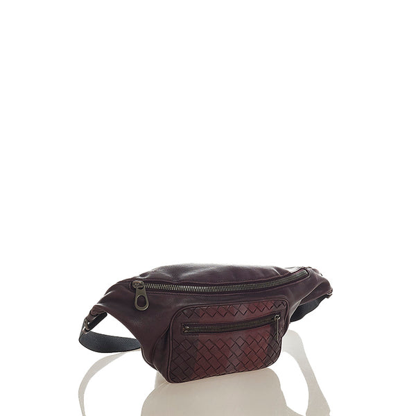 ボッテガヴェネタ イントレチャート パープル レザー ボディバッグ ユニセックス BOTTEGAVENETA 【中古】