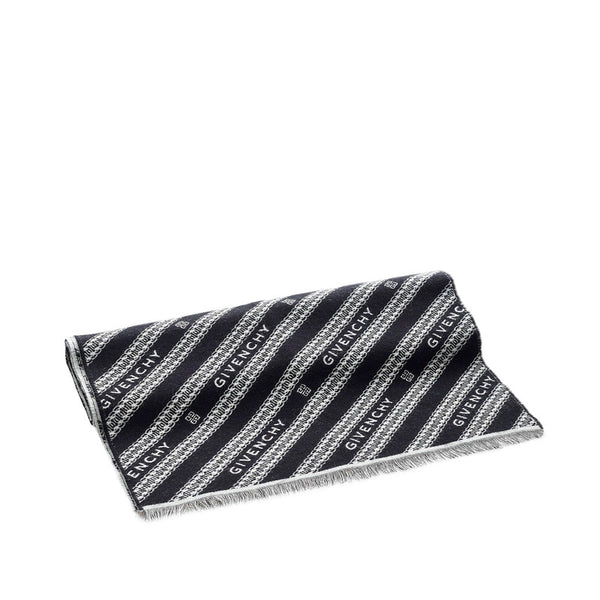 ジバンシー マフラー ブラック ホワイト ウール シルク バージンウール レディース Givenchy 【中古】