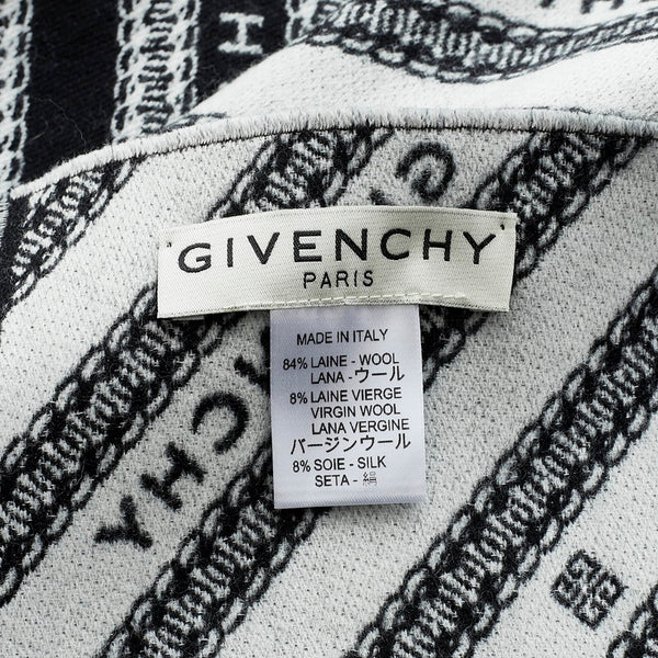 ジバンシー マフラー ブラック ホワイト ウール シルク バージンウール レディース Givenchy 【中古】