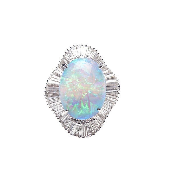 Pt900 プラチナ ブラックオパール7.558ct ダイヤ1.52ct リング 指輪 レディース 8.5号 【中古】