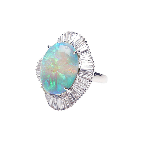 Pt900 プラチナ ブラックオパール7.558ct ダイヤ1.52ct リング 指輪 レディース 8.5号 【中古】