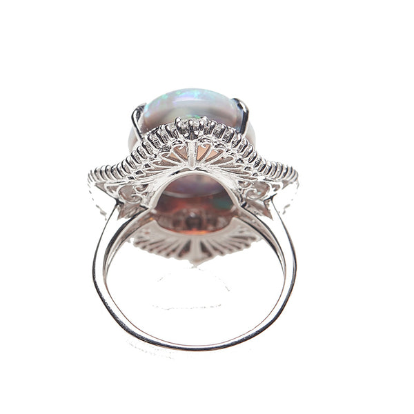 Pt900 プラチナ ブラックオパール7.558ct ダイヤ1.52ct リング 指輪 レディース 8.5号 【中古】