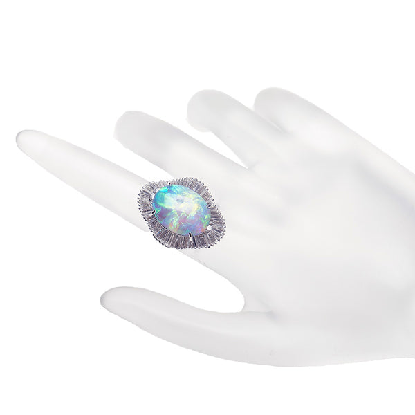 Pt900 プラチナ ブラックオパール7.558ct ダイヤ1.52ct リング 指輪 レディース 8.5号 【中古】