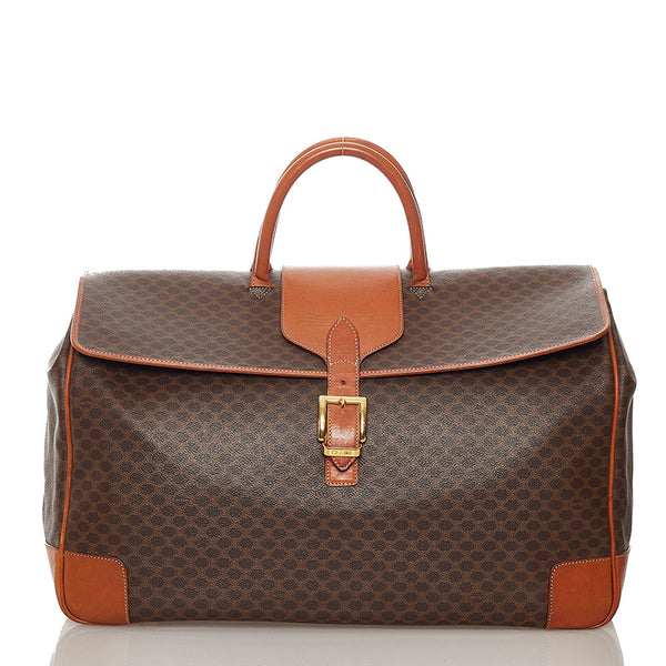 セリーヌ マカダム ブラウン PVC レザー ハンドバッグ レディース CELINE 【中古】