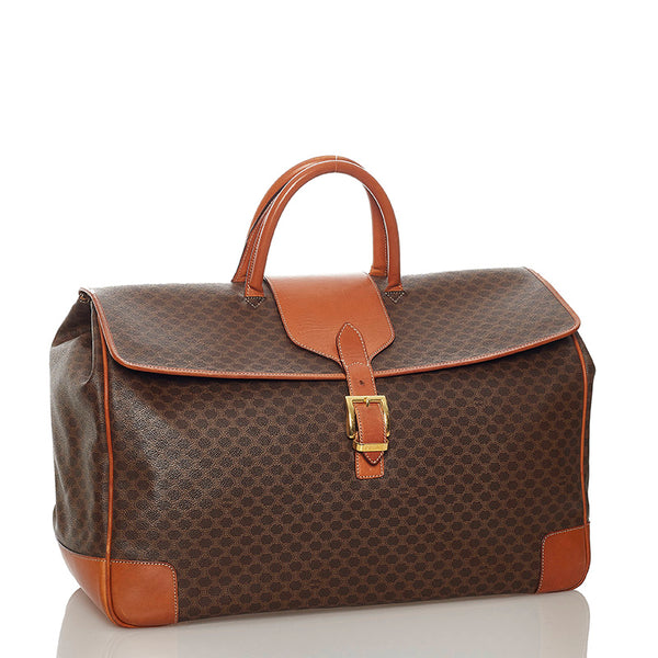 セリーヌ マカダム ブラウン PVC レザー ハンドバッグ レディース CELINE 【中古】