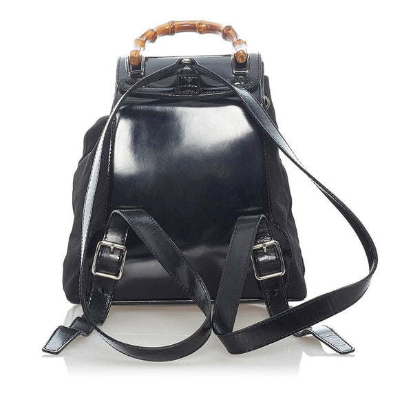 グッチ バンブー リュック バックパック 003 2053 0030 ブラック ナイロン パテントレザー レディース GUCCI 【中古】