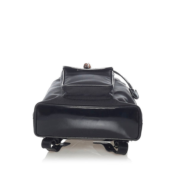 グッチ バンブー リュック バックパック 003 2053 0030 ブラック ナイロン パテントレザー レディース GUCCI 【中古】