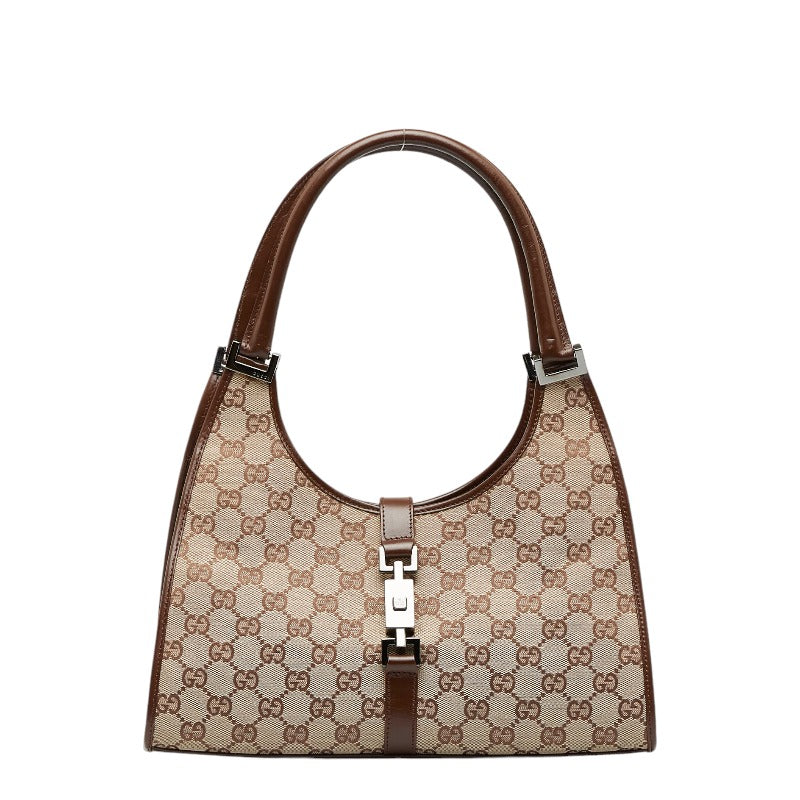 グッチ GGキャンバス ジャッキー ハンドバッグ ショルダーバッグ 002 1067 ベージュ ブラウン キャンバス レザー レディース GUCCI 【中古】