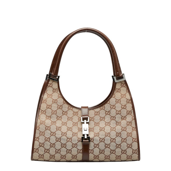グッチ GGキャンバス ジャッキー ハンドバッグ ショルダーバッグ 002 1067 ベージュ ブラウン キャンバス レザー レディース GUCCI 【中古】