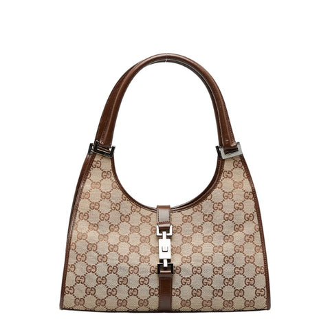 グッチ GGキャンバス ジャッキー ハンドバッグ ショルダーバッグ 002 1067 ベージュ ブラウン キャンバス レザー レディース GUCCI 【中古】
