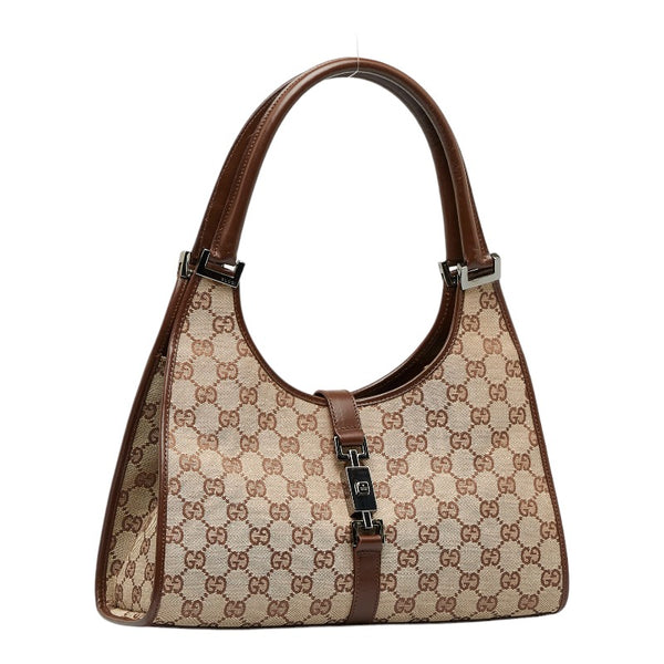 グッチ GGキャンバス ジャッキー ハンドバッグ ショルダーバッグ 002 1067 ベージュ ブラウン キャンバス レザー レディース GUCCI 【中古】
