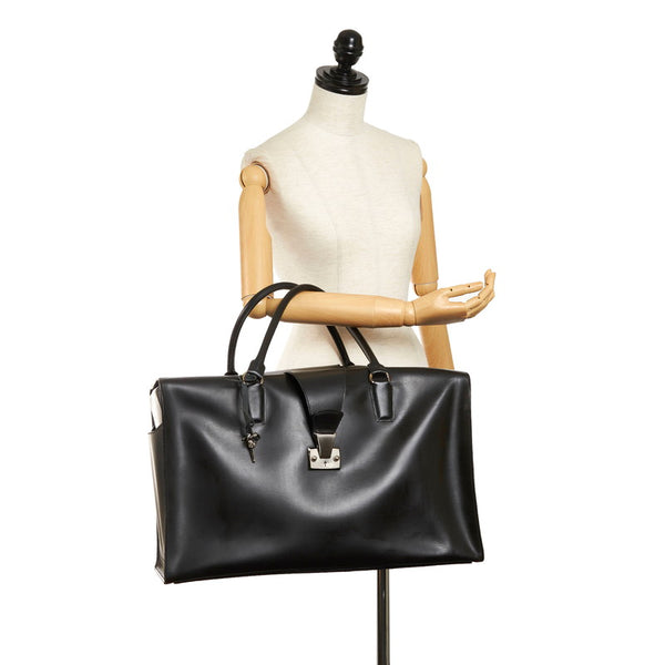 カルティエ ボストンバッグ ブラック レザー メンズ CARTIER 【中古】