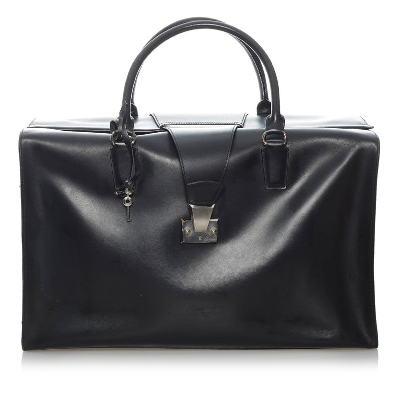 カルティエ ボストンバッグ ブラック レザー メンズ CARTIER 【中古】