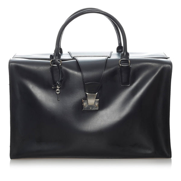 カルティエ ボストンバッグ ブラック レザー メンズ CARTIER 【中古】