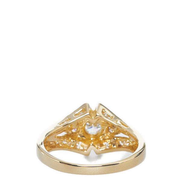K18YG イエローゴールド ダイヤ0.25ct ダイヤ0.45ct リング 指輪 レディース 7号 【中古】