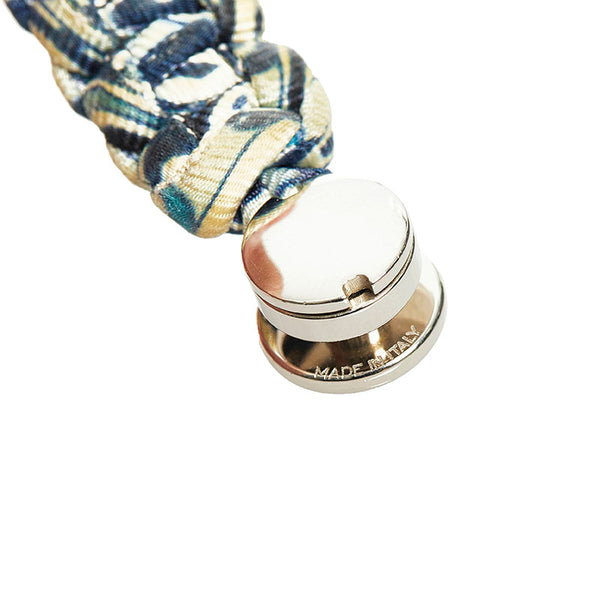 エルメス キッド セリエボタン ブレスレット ブルー シルク レディース HERMES 【中古】