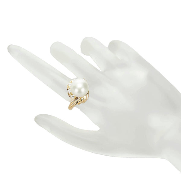K18YG イエローゴールド パール12.1mm ダイヤ0.16ct リング 指輪 レディース 16号 【中古】