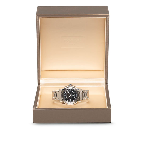 ブルガリ ソロテンポ 腕時計 ST29S クオーツ ブラック文字盤 ステンレススチール レディース BVLGARI 【中古】