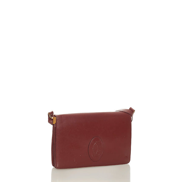 カルティエ マスト ショルダーバッグ ワインレッド レザー レディース CARTIER 【中古】