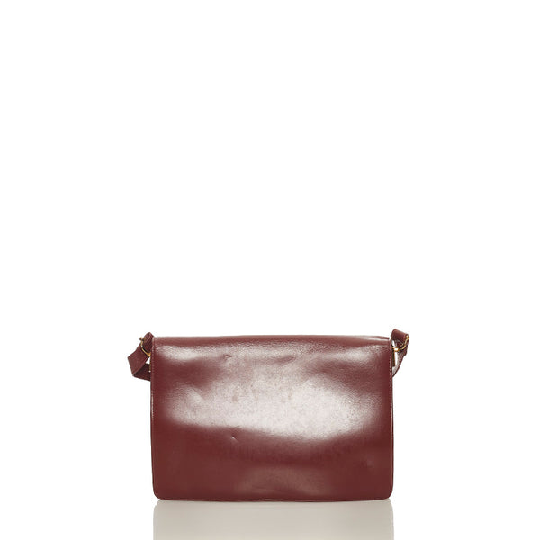 カルティエ マスト ショルダーバッグ ワインレッド レザー レディース CARTIER 【中古】
