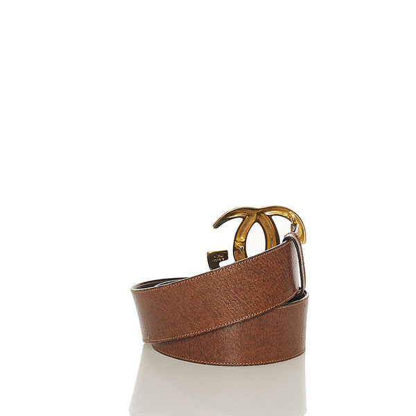 グッチ メッキ レザー ベルト レディース GUCCI 【中古】