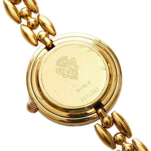 グッチ チェンジベゼル メッキ 腕時計 レディース GUCCI クオーツ ホワイト文字盤 【中古】