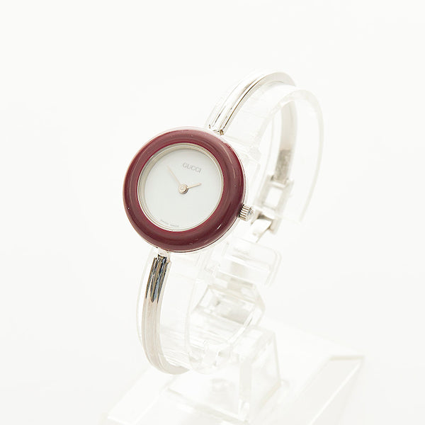 グッチ チェンジベゼル メッキ 腕時計 レディース GUCCI クオーツ ホワイト文字盤 【中古】